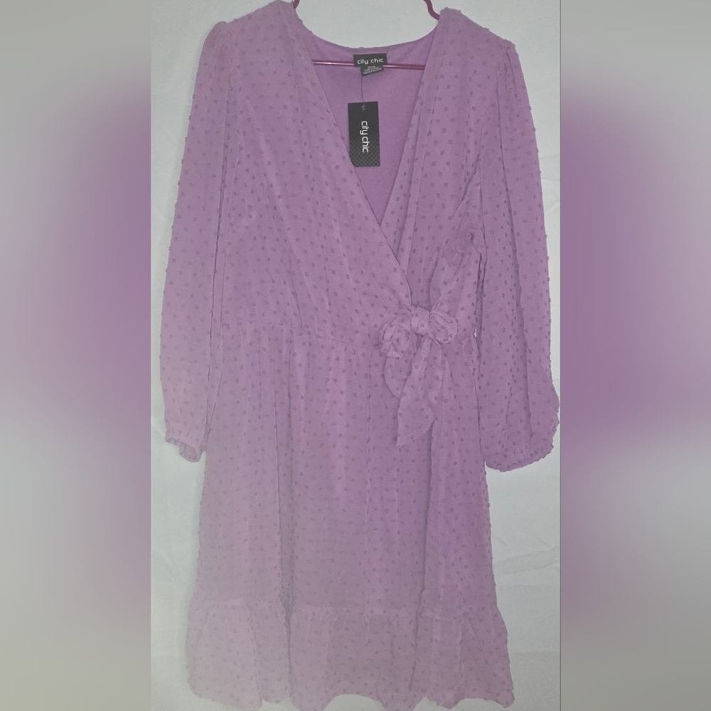 City Chic Lilac Textured Dress
